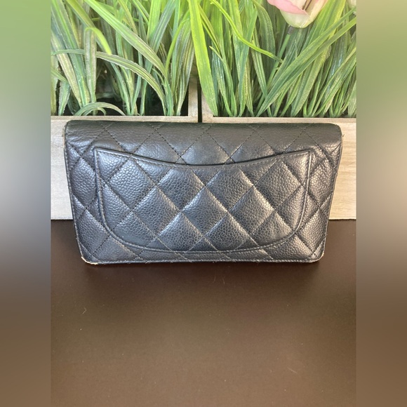 Chanel authentic quilted black leather caviar wallet multiple pockets - Picture 13 of 16